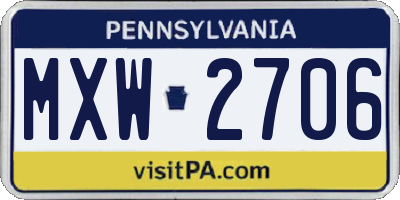 PA license plate MXW2706