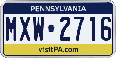 PA license plate MXW2716
