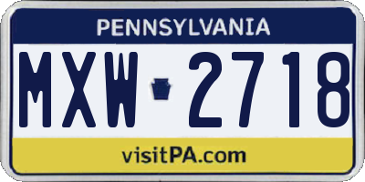 PA license plate MXW2718