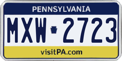 PA license plate MXW2723