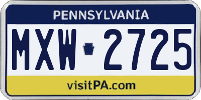PA license plate MXW2725