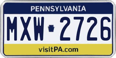 PA license plate MXW2726