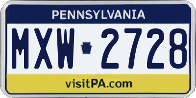 PA license plate MXW2728