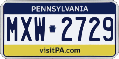 PA license plate MXW2729