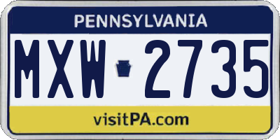 PA license plate MXW2735