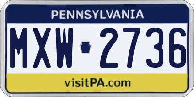 PA license plate MXW2736