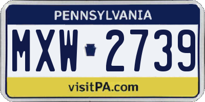 PA license plate MXW2739