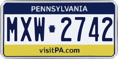 PA license plate MXW2742