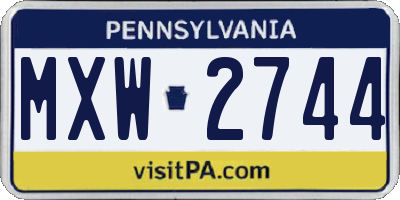 PA license plate MXW2744
