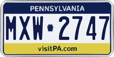 PA license plate MXW2747