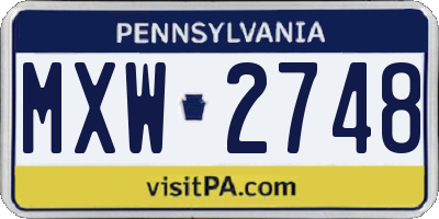 PA license plate MXW2748