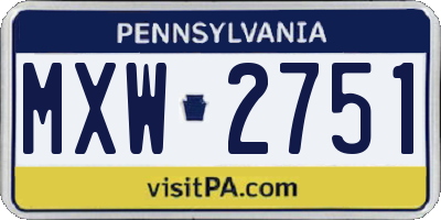 PA license plate MXW2751
