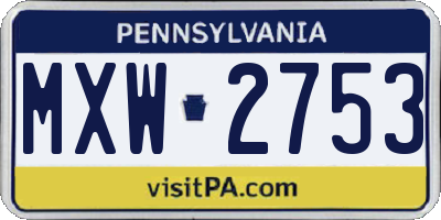 PA license plate MXW2753
