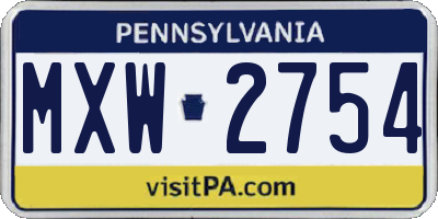 PA license plate MXW2754