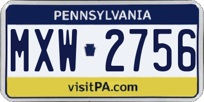 PA license plate MXW2756