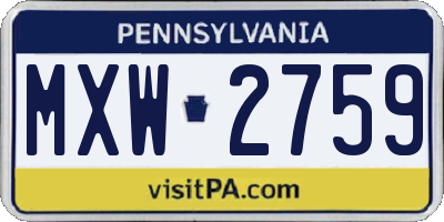 PA license plate MXW2759