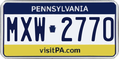 PA license plate MXW2770