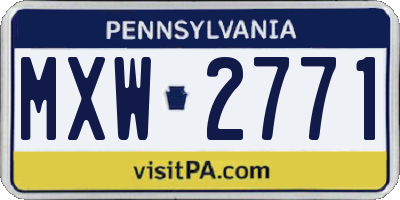 PA license plate MXW2771