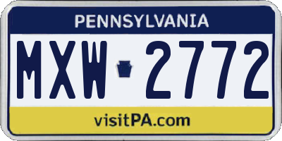 PA license plate MXW2772