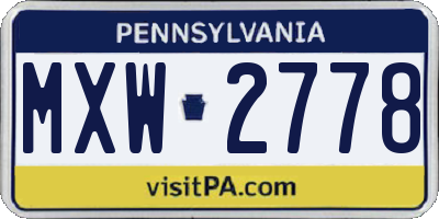 PA license plate MXW2778
