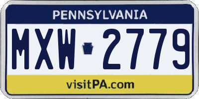 PA license plate MXW2779