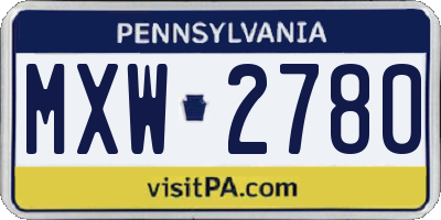 PA license plate MXW2780