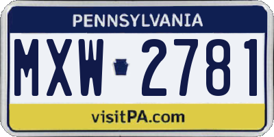 PA license plate MXW2781