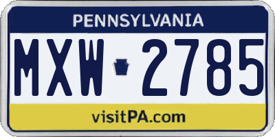 PA license plate MXW2785