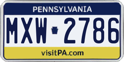 PA license plate MXW2786