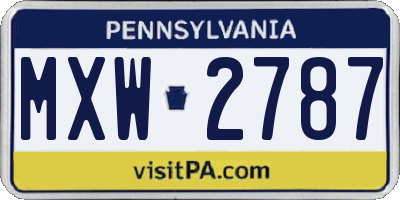 PA license plate MXW2787