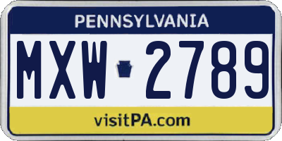 PA license plate MXW2789