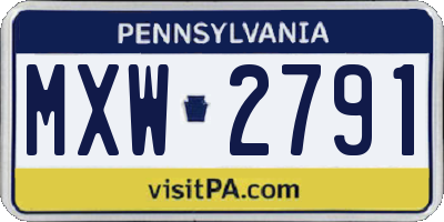 PA license plate MXW2791