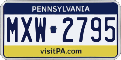 PA license plate MXW2795