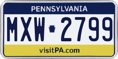 PA license plate MXW2799