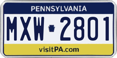 PA license plate MXW2801