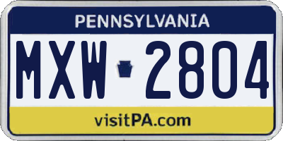 PA license plate MXW2804