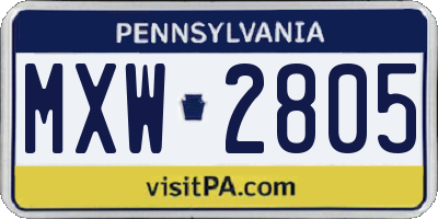 PA license plate MXW2805