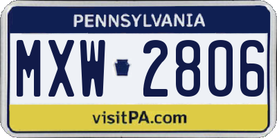 PA license plate MXW2806