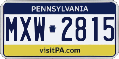 PA license plate MXW2815
