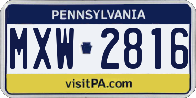 PA license plate MXW2816