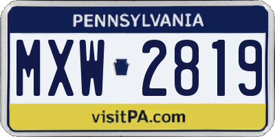 PA license plate MXW2819