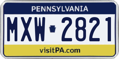 PA license plate MXW2821