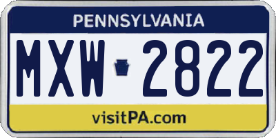 PA license plate MXW2822