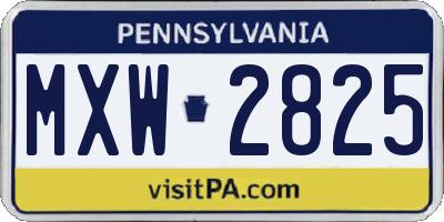PA license plate MXW2825