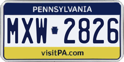PA license plate MXW2826