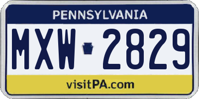 PA license plate MXW2829
