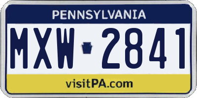 PA license plate MXW2841