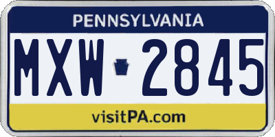 PA license plate MXW2845
