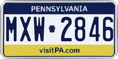 PA license plate MXW2846