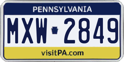 PA license plate MXW2849